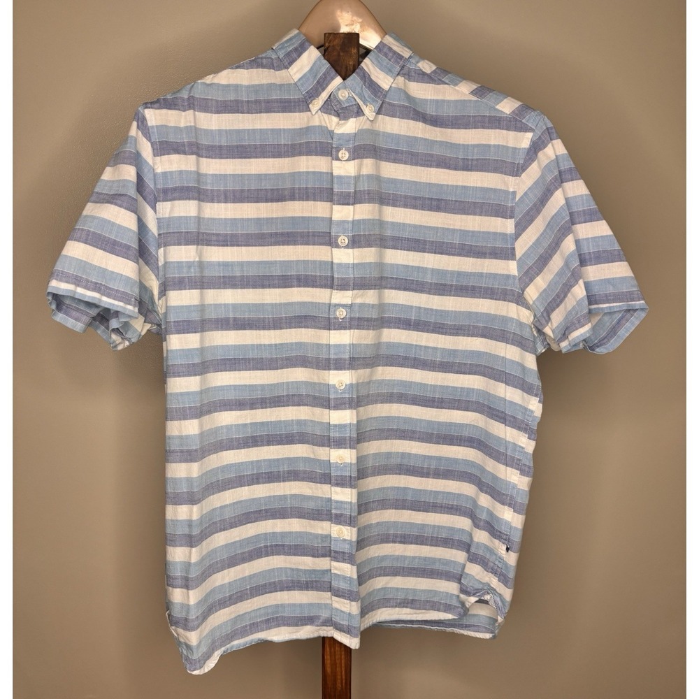 Denim & Flower Men's Blue & White Striped Button Up Shirt Size XL